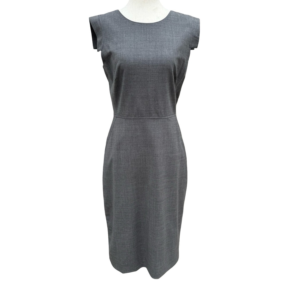 J Crew Gray Italian Stretch Wool Tollegno 1900 Sheath Resume Dress Cap Sleeve 4